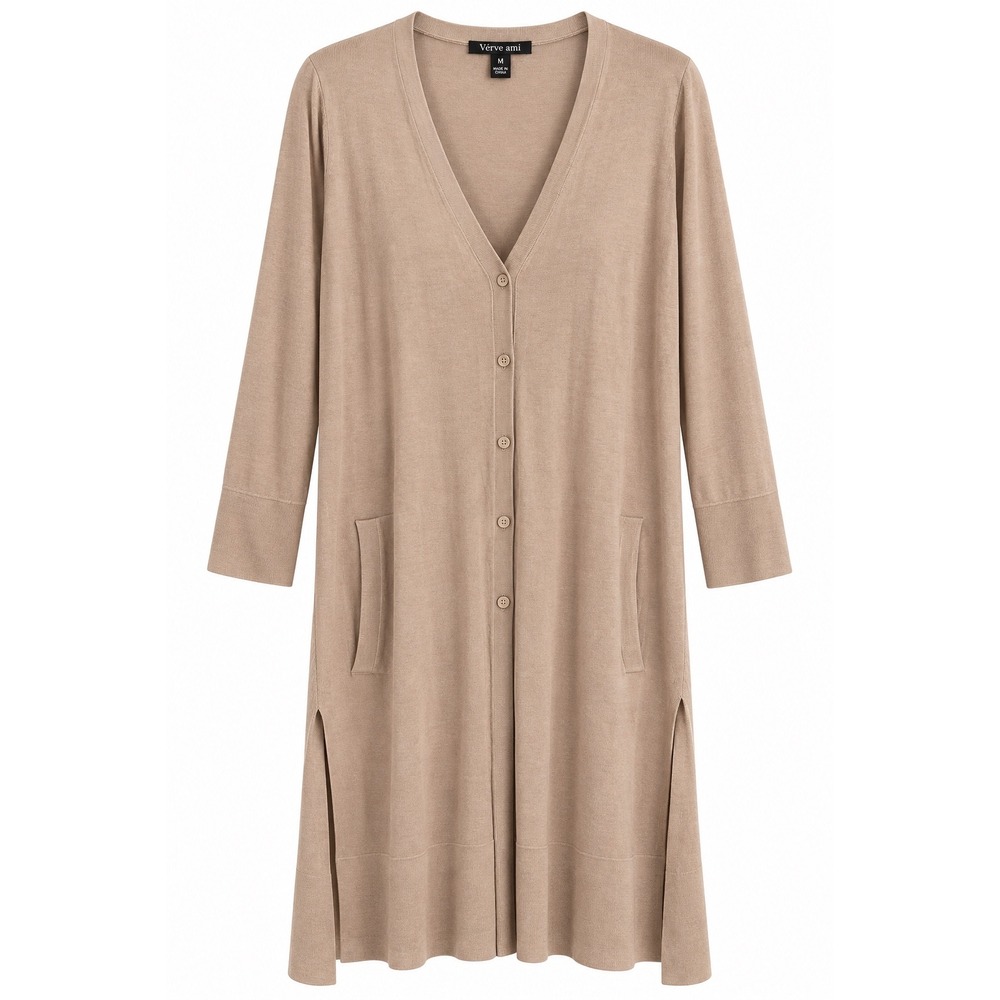 NWT Verve Ami Duster Cardigan Medium Sand Dollar Tan Longline Sweater MSRP $6